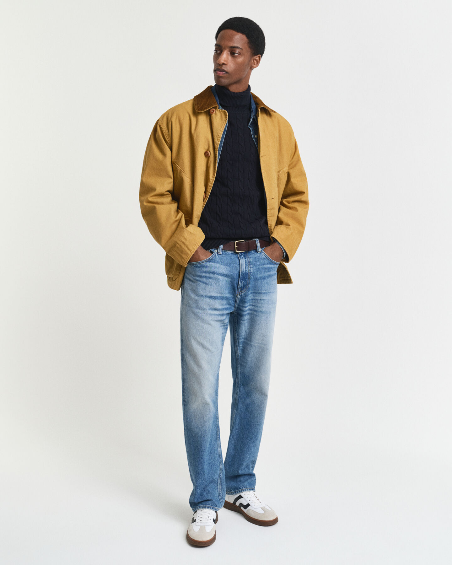 Pull col roulé en maille torsadée de coton