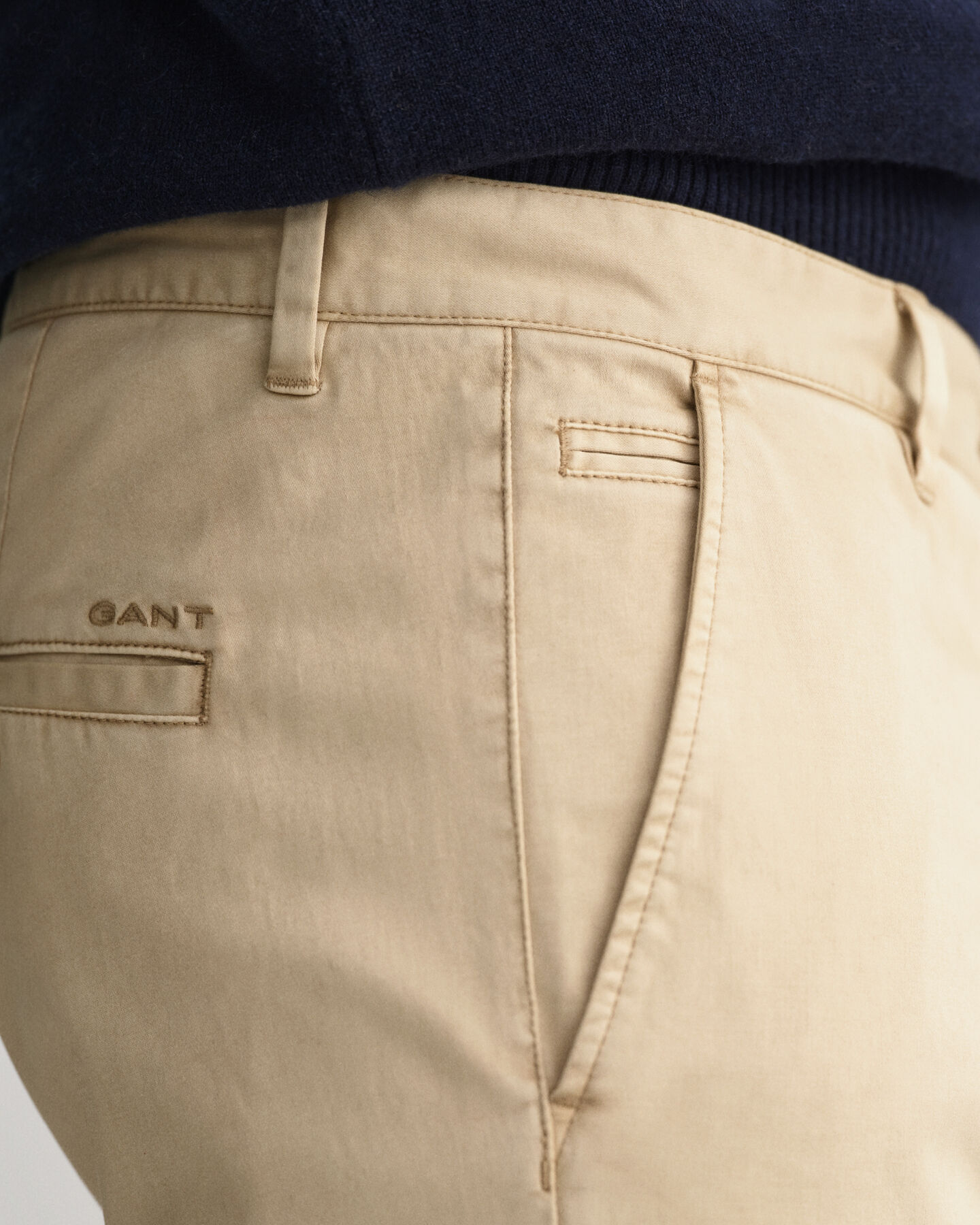 Molsey Extra Slim Fit geborstelde chino