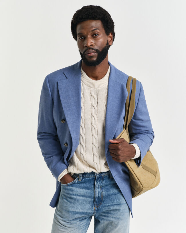 Veste de costume coupe regular en laine moulin&eacute;e