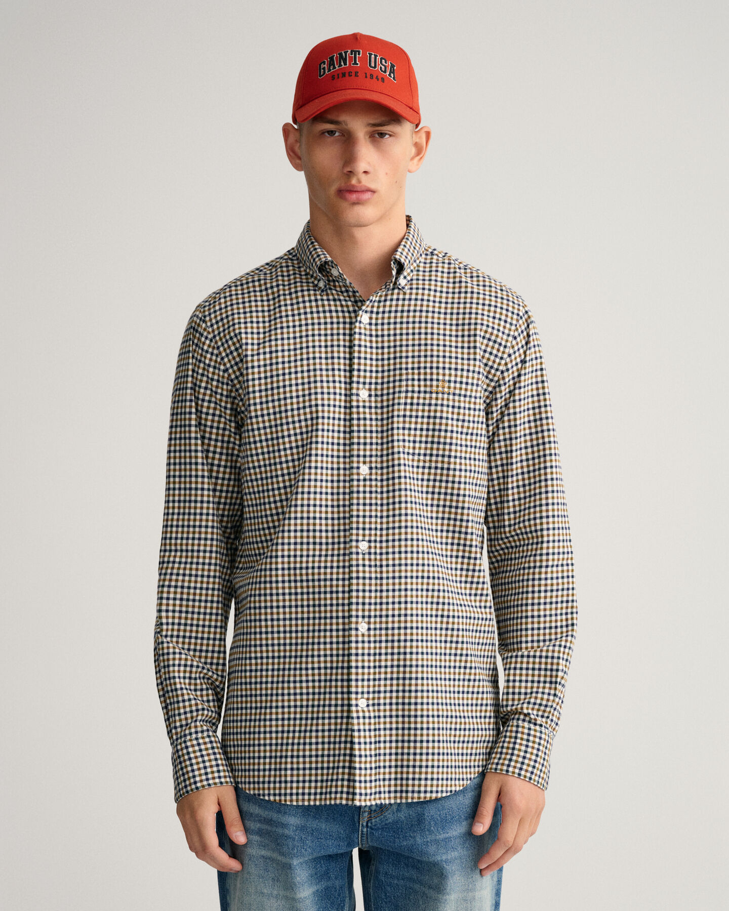 Regular Fit hemd van keperstof met Gingham-ruitje