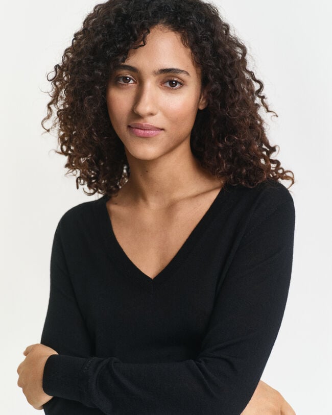 Trui met V-hals van extra zachte merinoswol