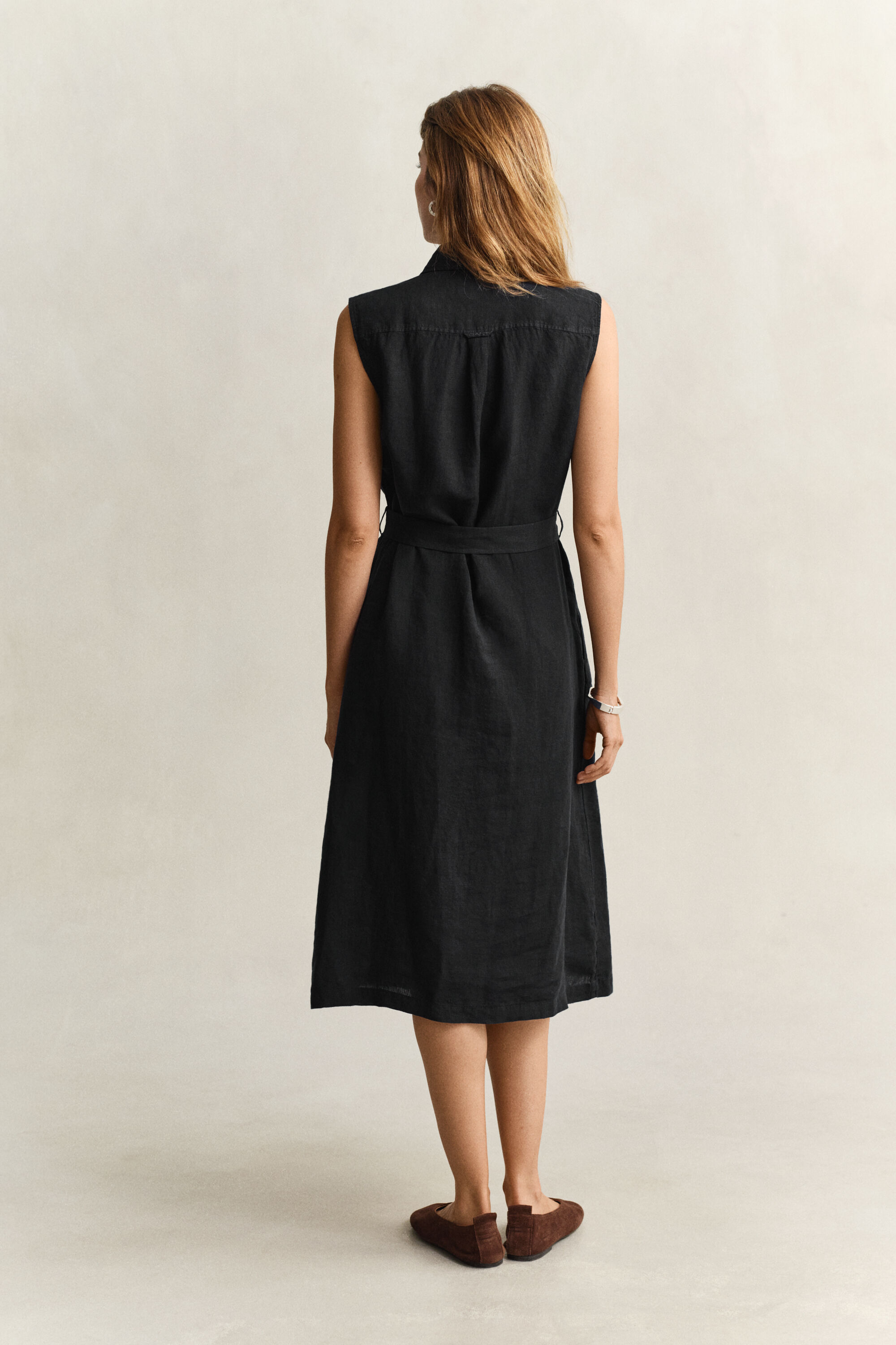 Mouwloze linnen jurk