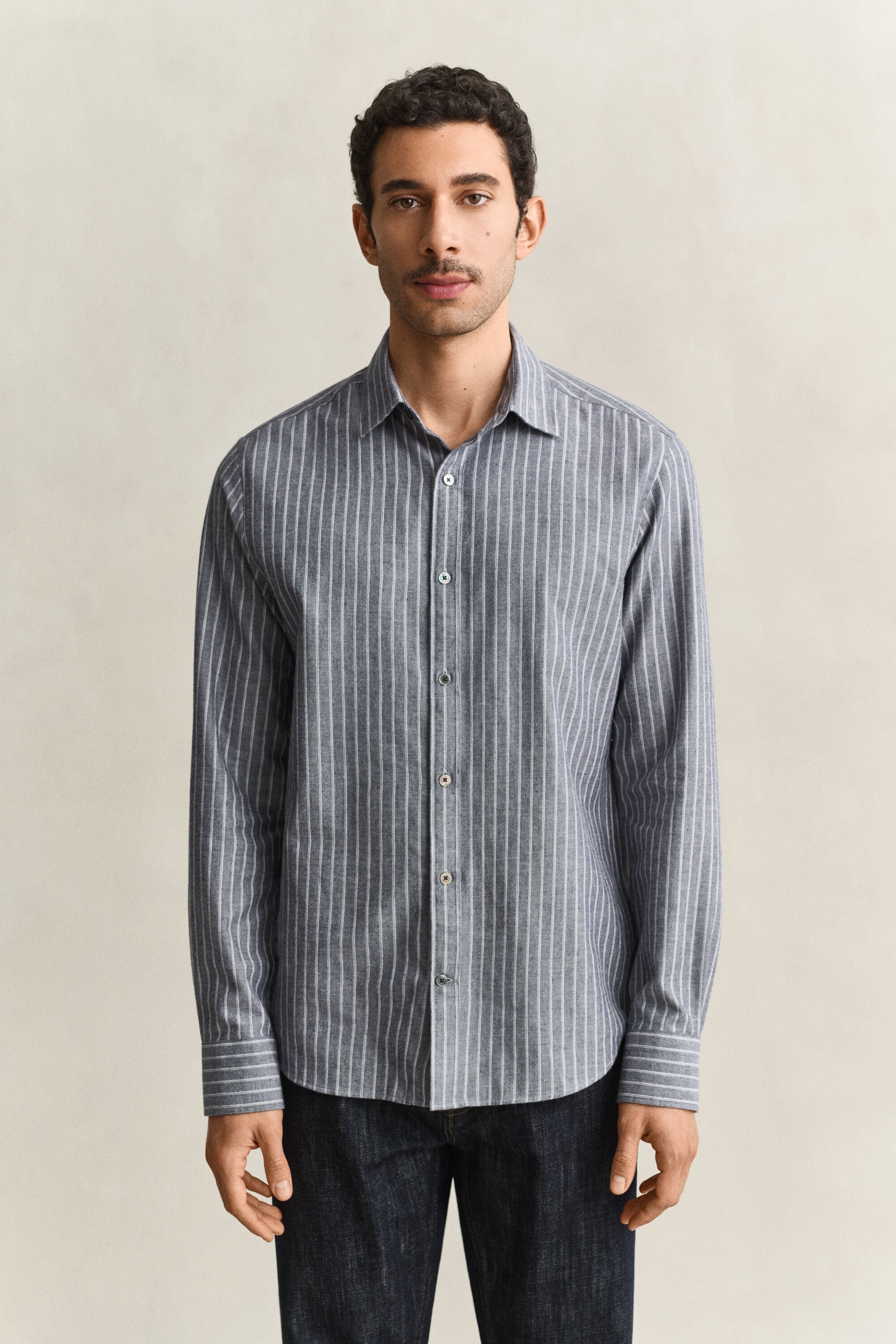 Chemise en flanelle chinée à rayures