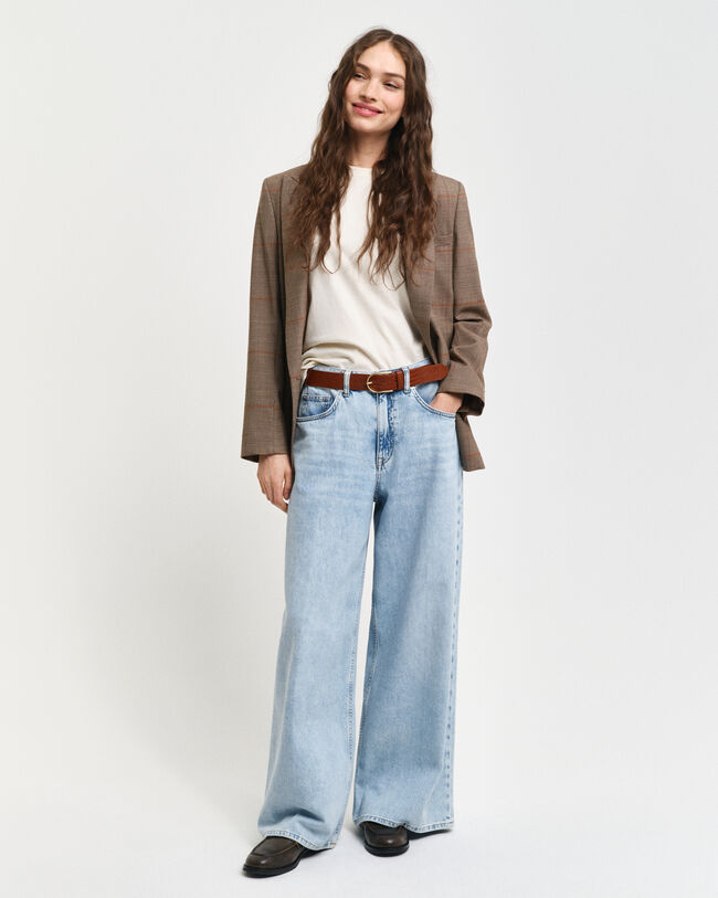 Jean &agrave; jambes larges avec plis