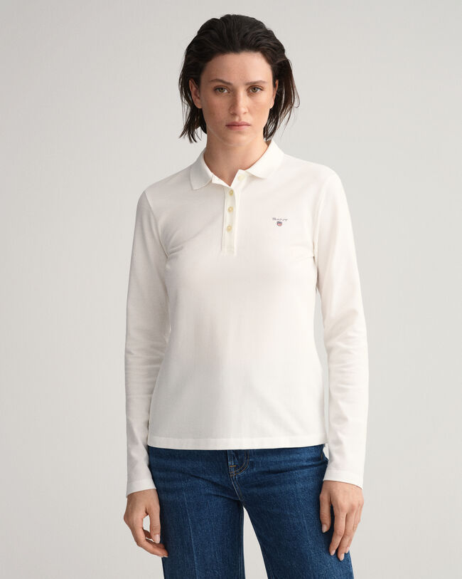 Original piqué poloshirt met lange mouwen