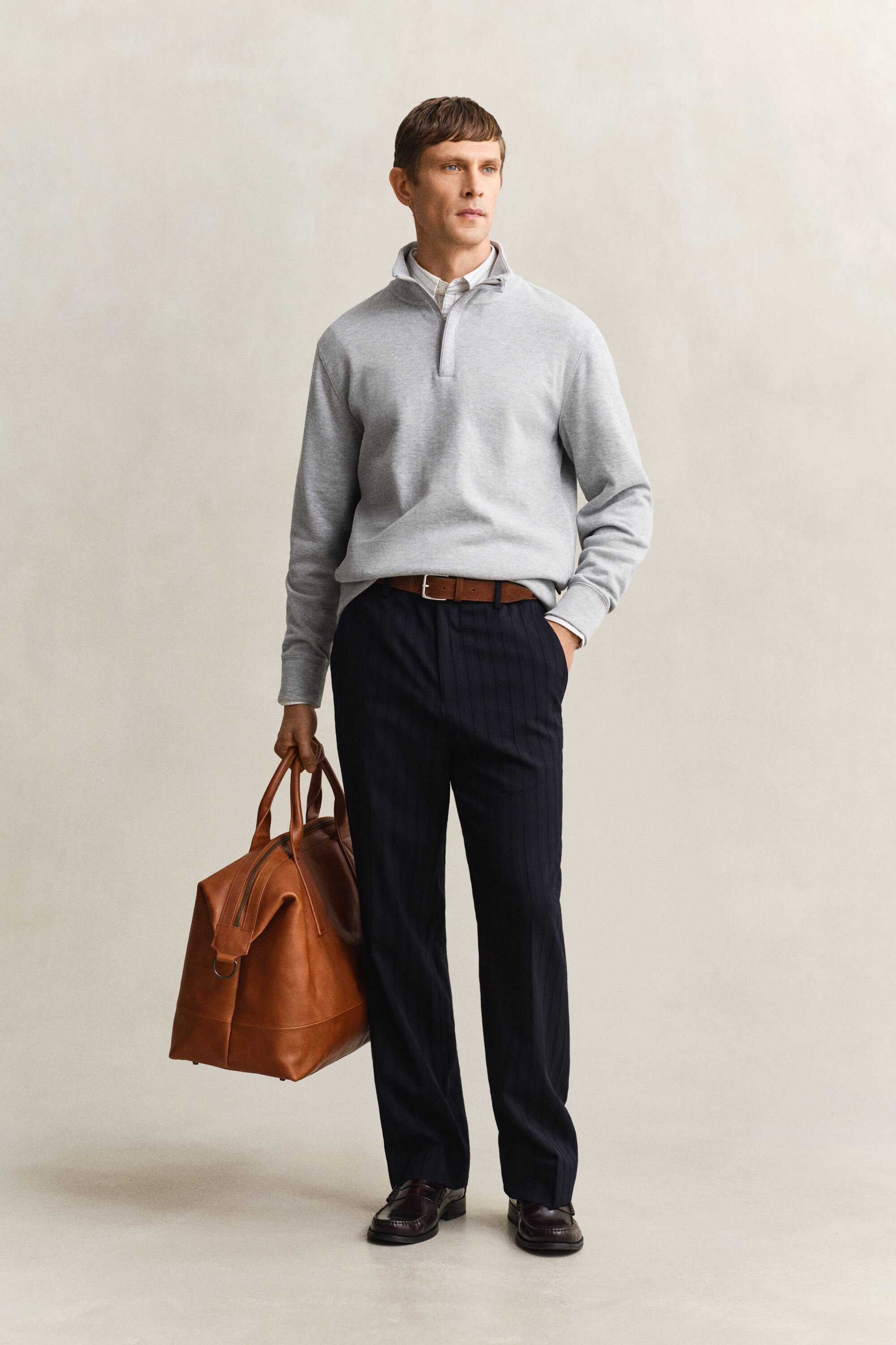 Sacker Rib sweatshirt met korte rits