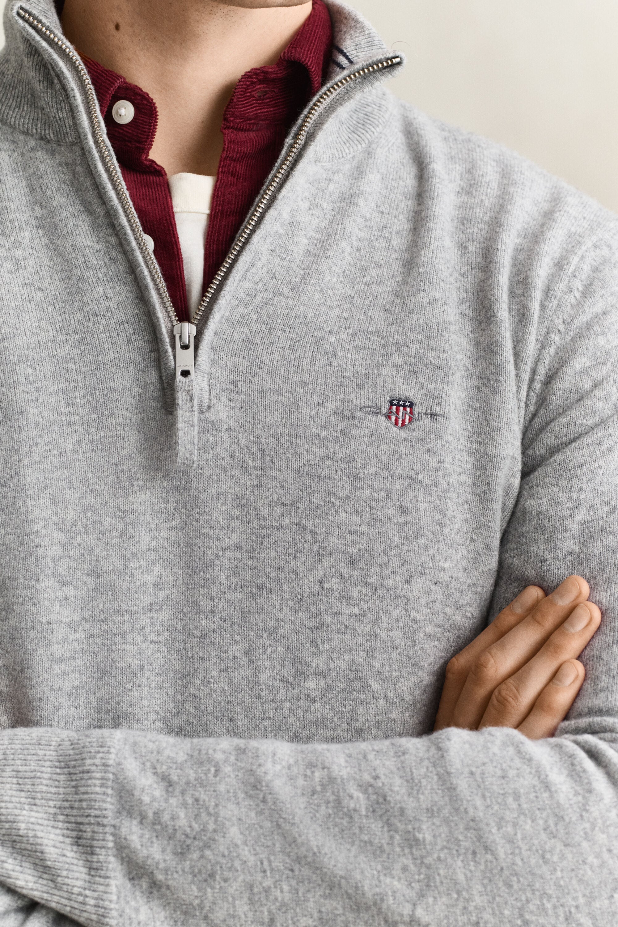 Pull à demi-zip en laine d’agneau