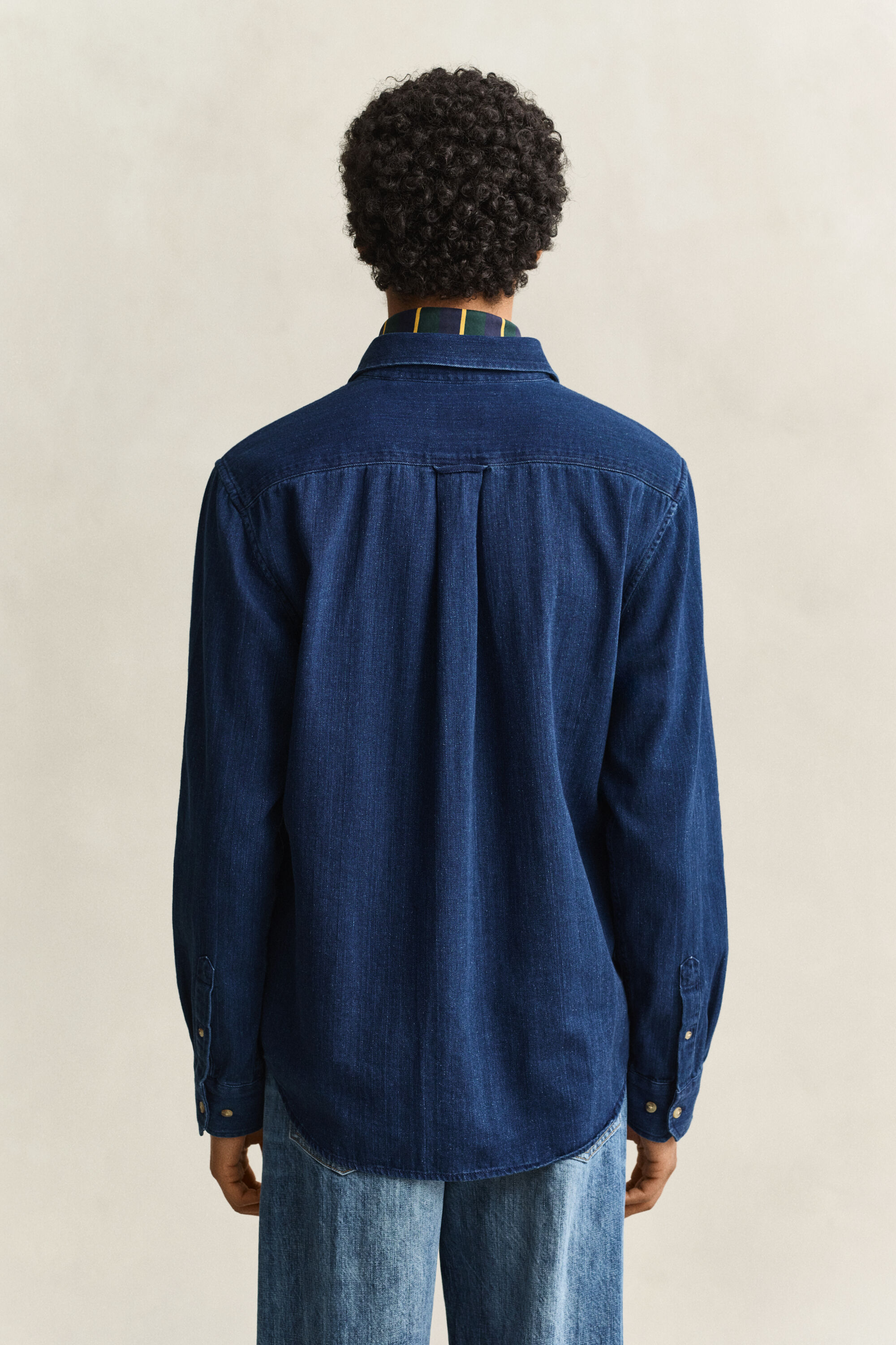Chemise à chevrons indigo