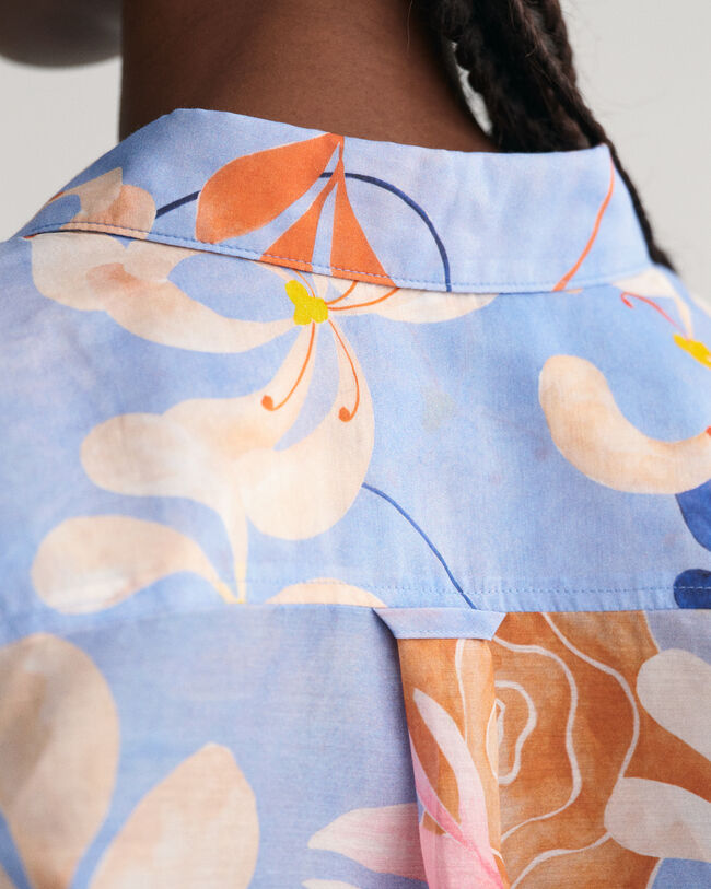 Regular Fit overhemd met bloemenprint van katoen en zijde