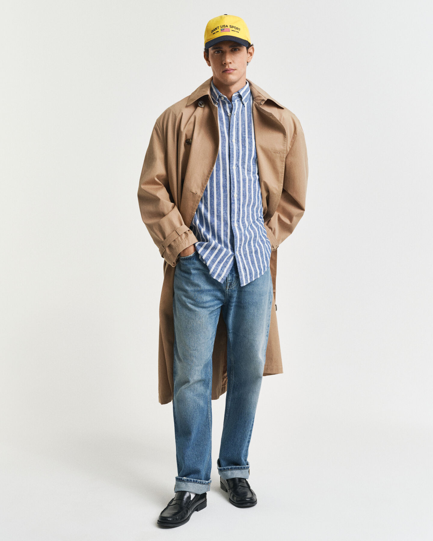 Regular Fit gestreept hemd van katoen en linnen