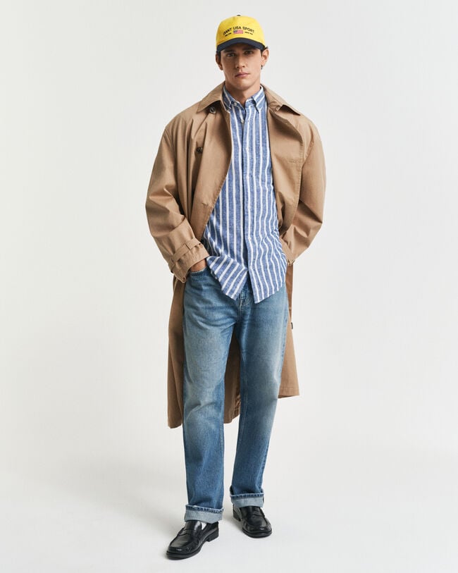 Regular Fit gestreept hemd van katoen en linnen