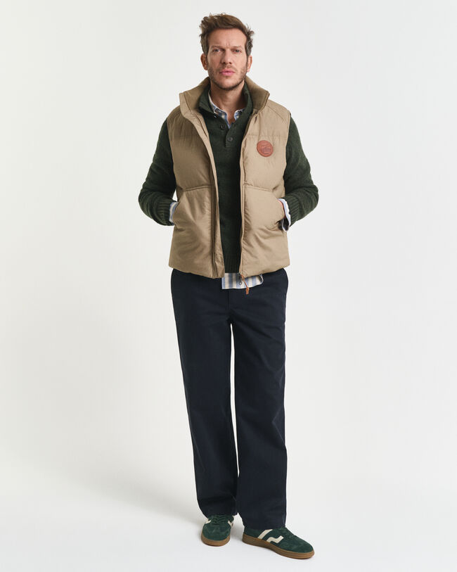 Pull semi-boutonné en laine mélangée mouchetée