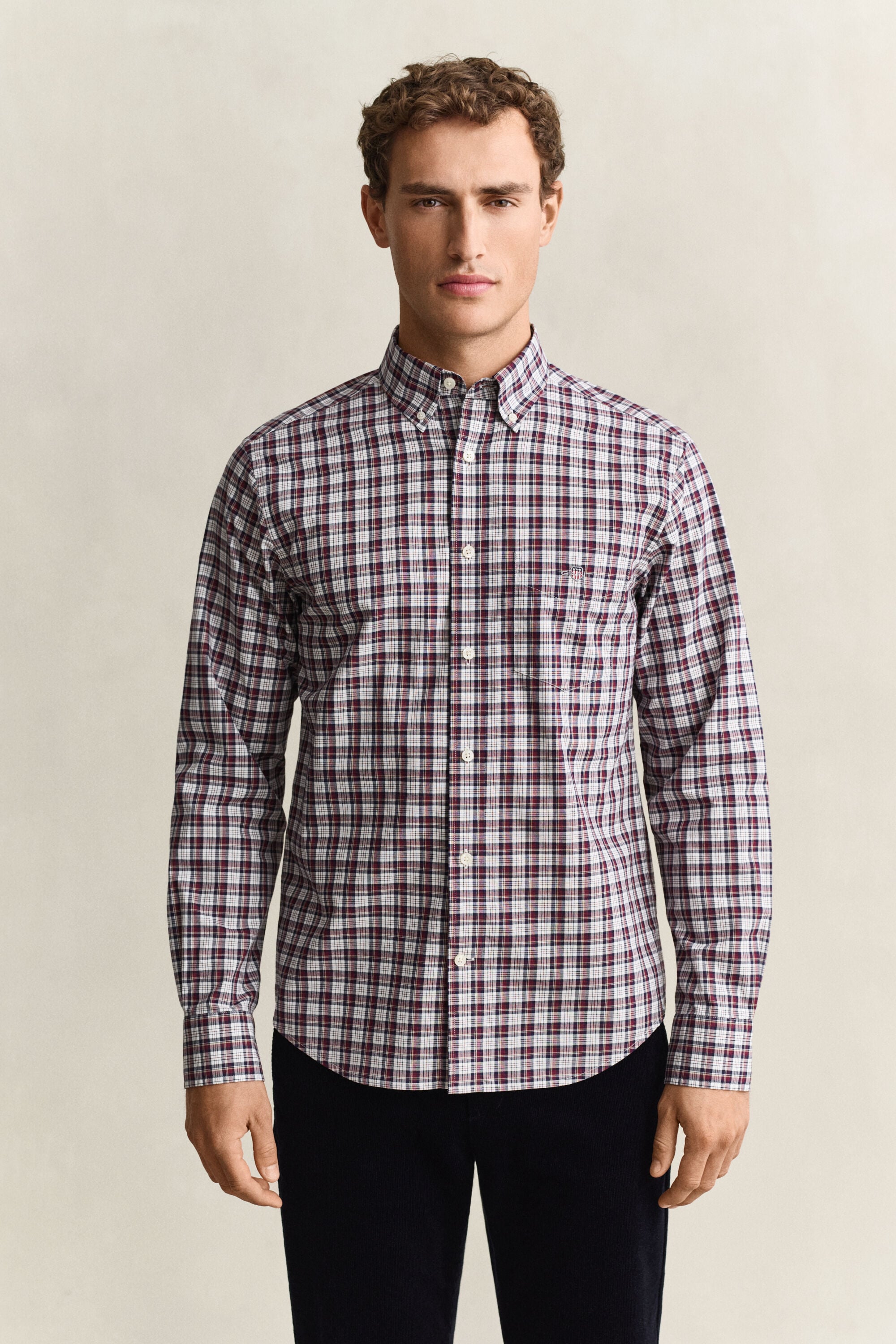 Geruit poplin hemd