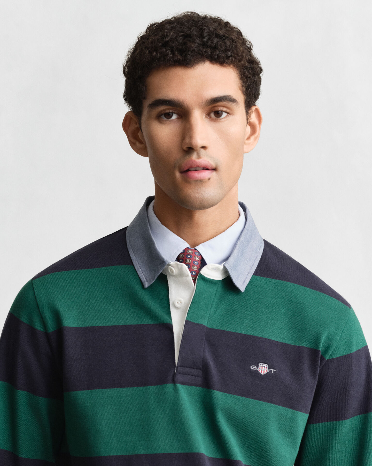 Heavy Rugger à rayures avec col en chambray