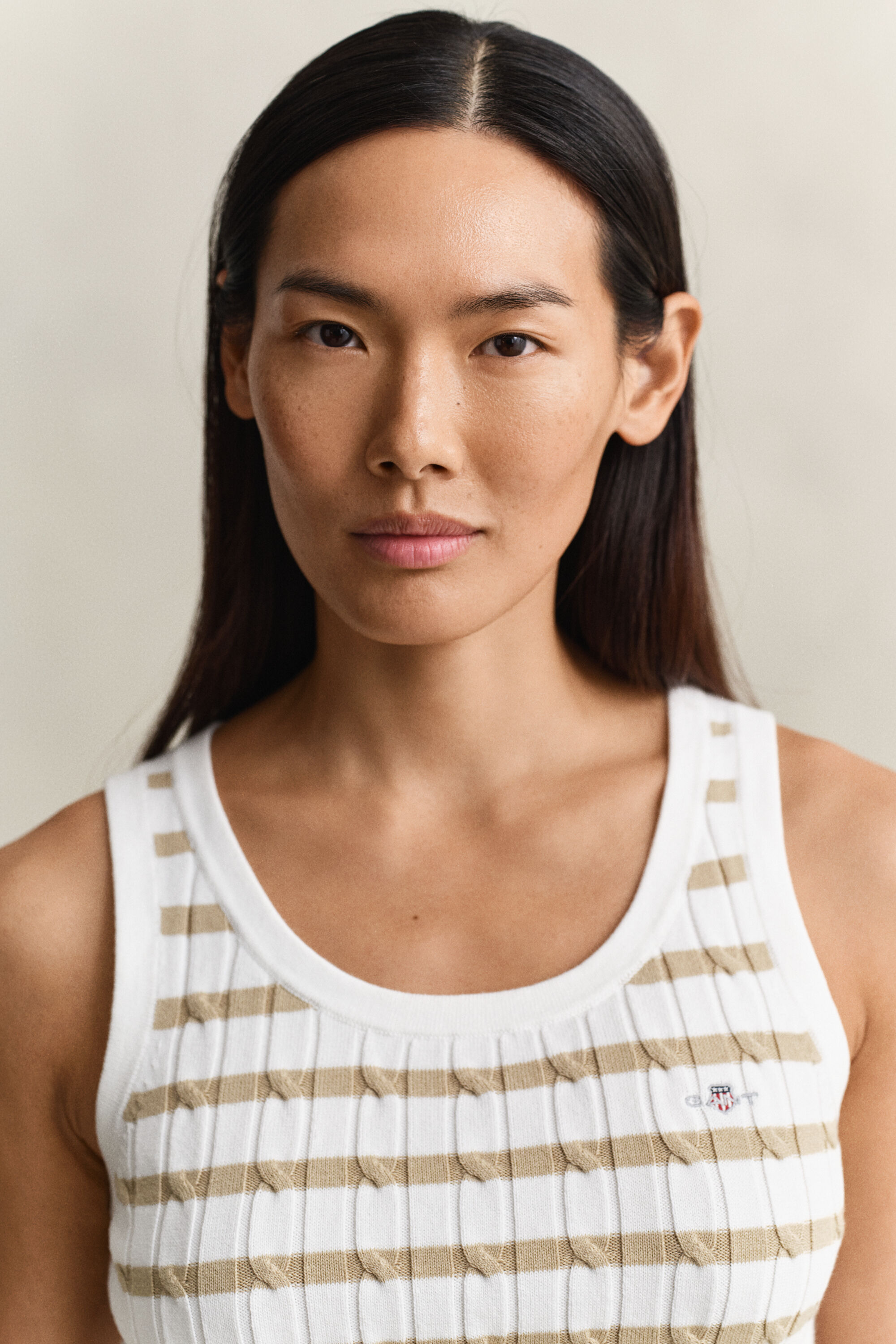 Débardeur en maille torsadée à rayures