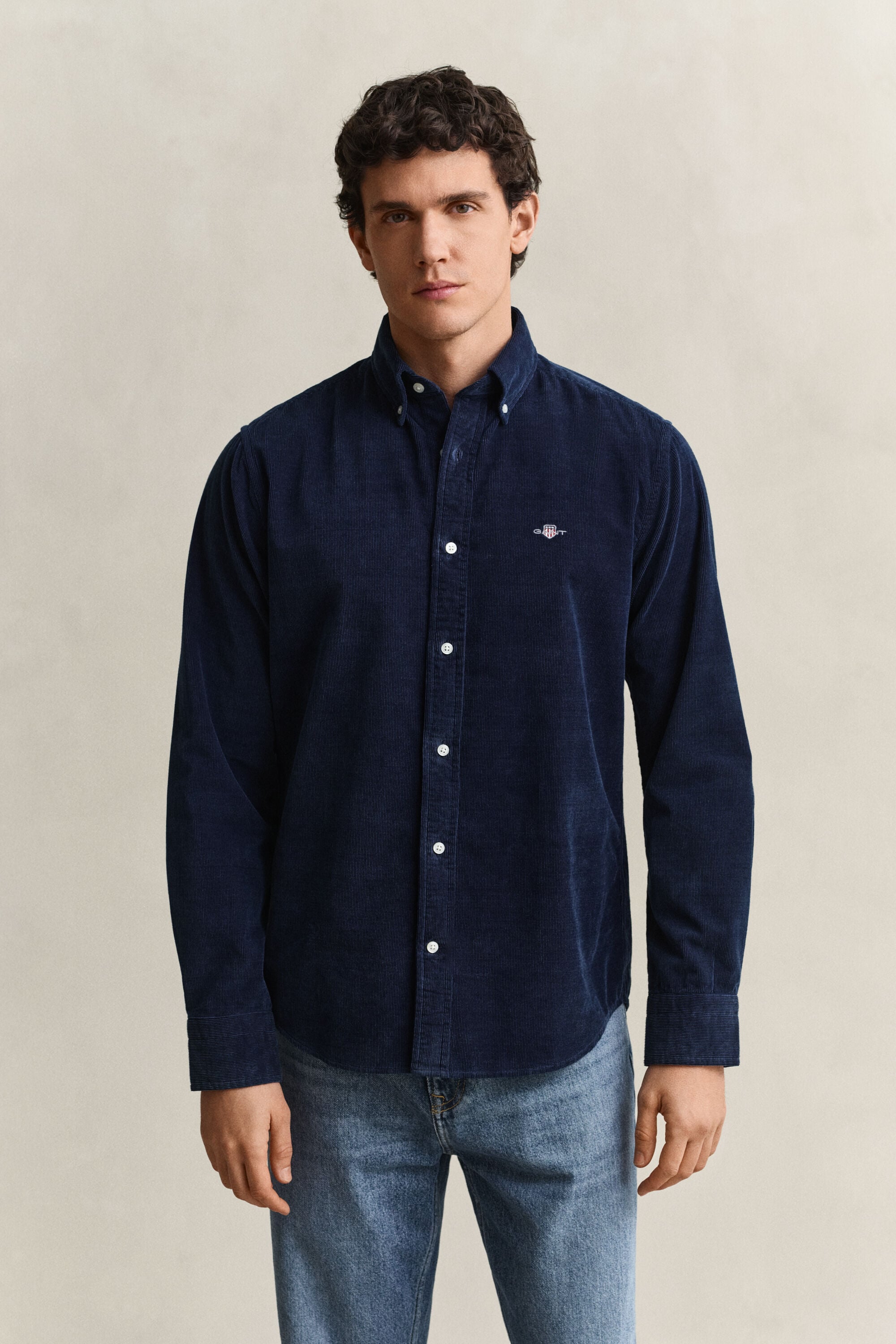 Indigo corduroy overhemd