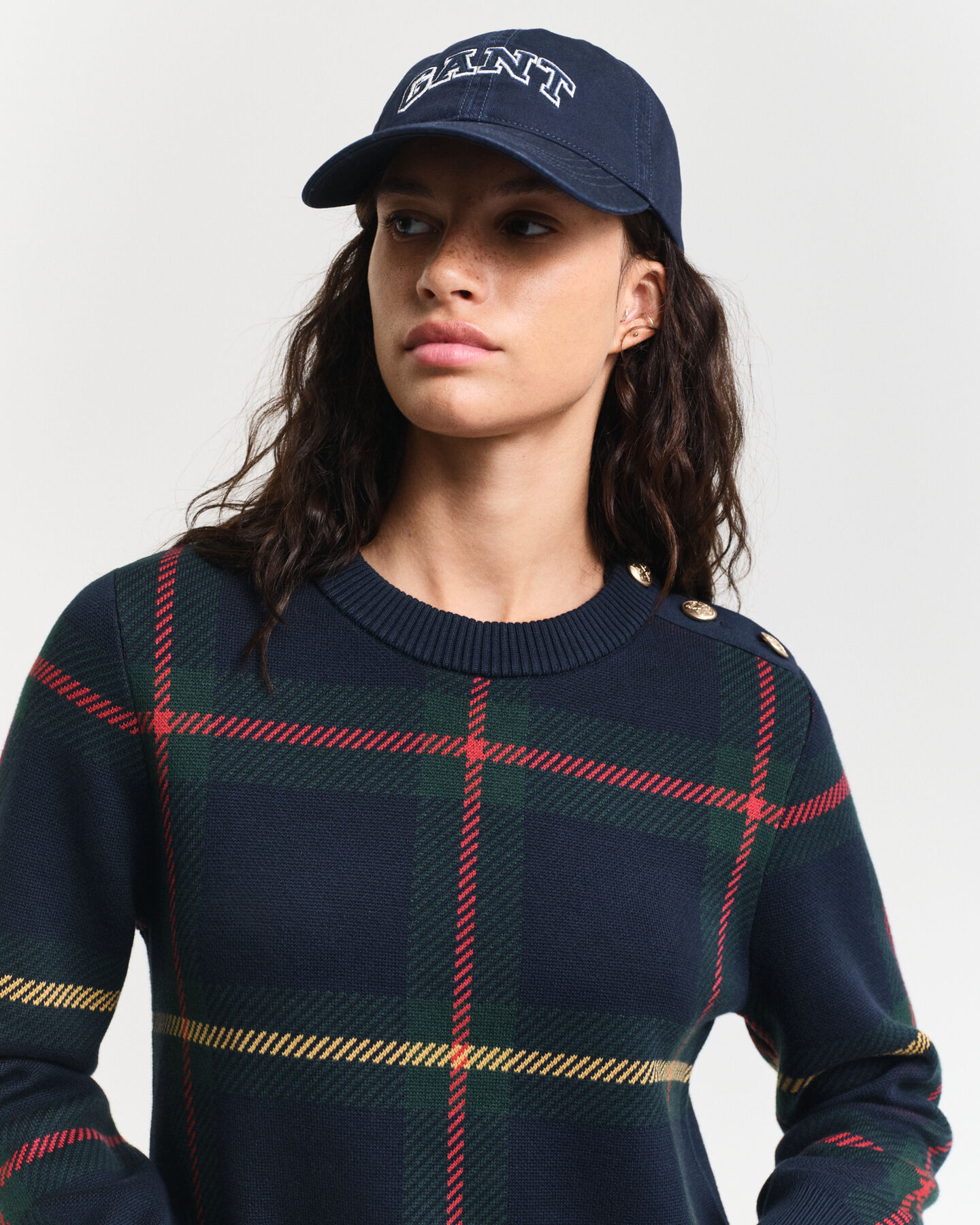 Robe ras du cou à carreaux