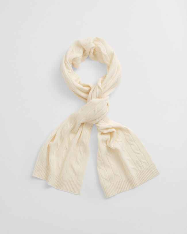 Kabelgebreide wollen sjaal