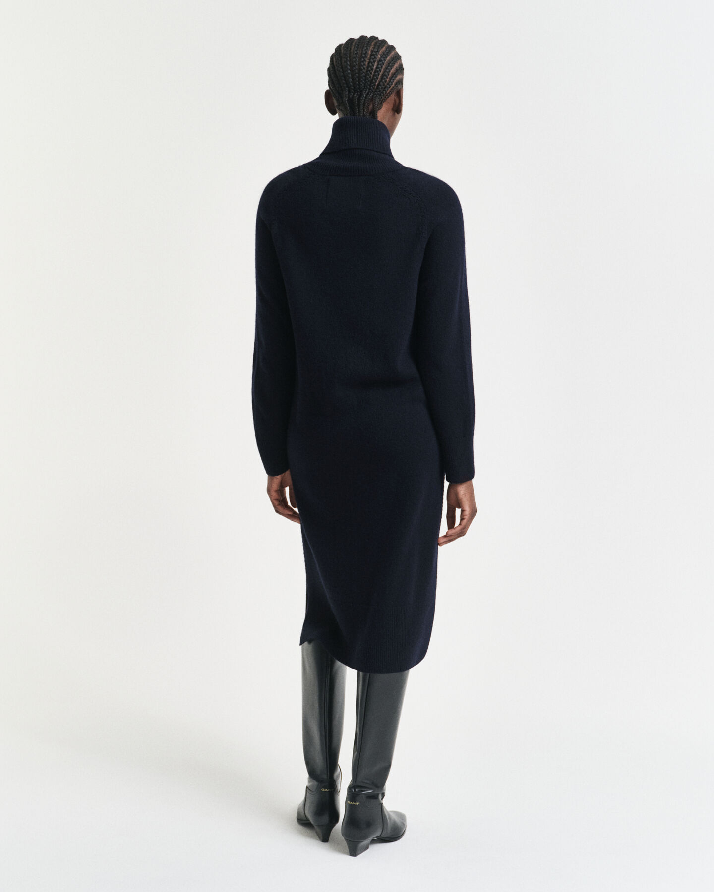 Robe col roulé avec finitions en maille