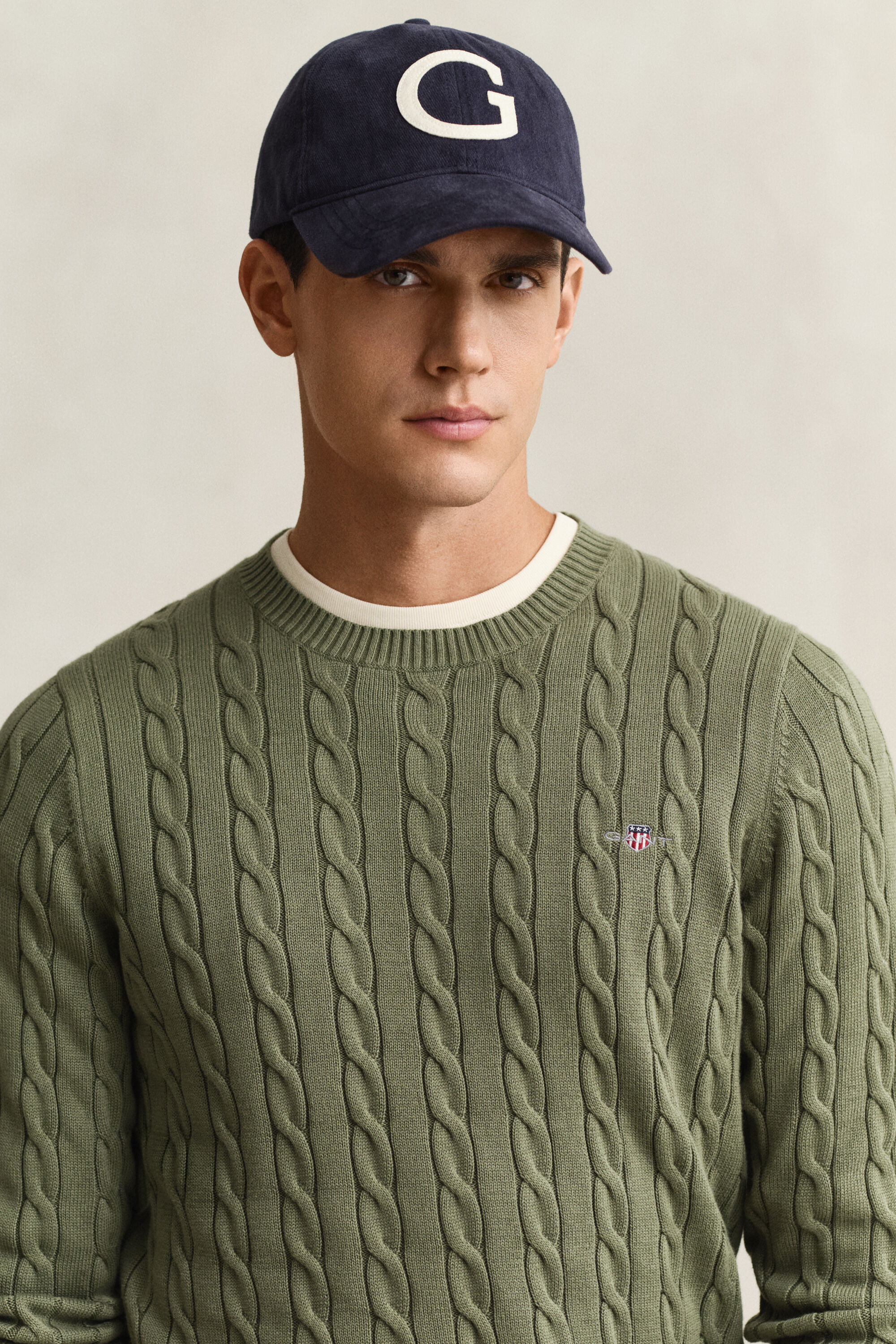 Pull col rond en maille de coton torsadée