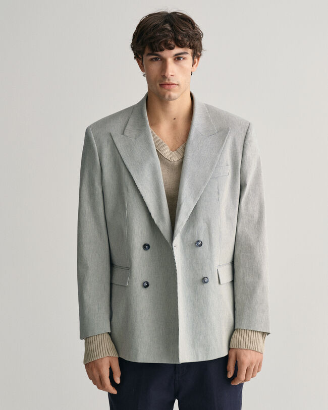 Oversized gestreepte double-breasted blazer