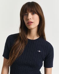 Pull en maille de coton stretch à torsades