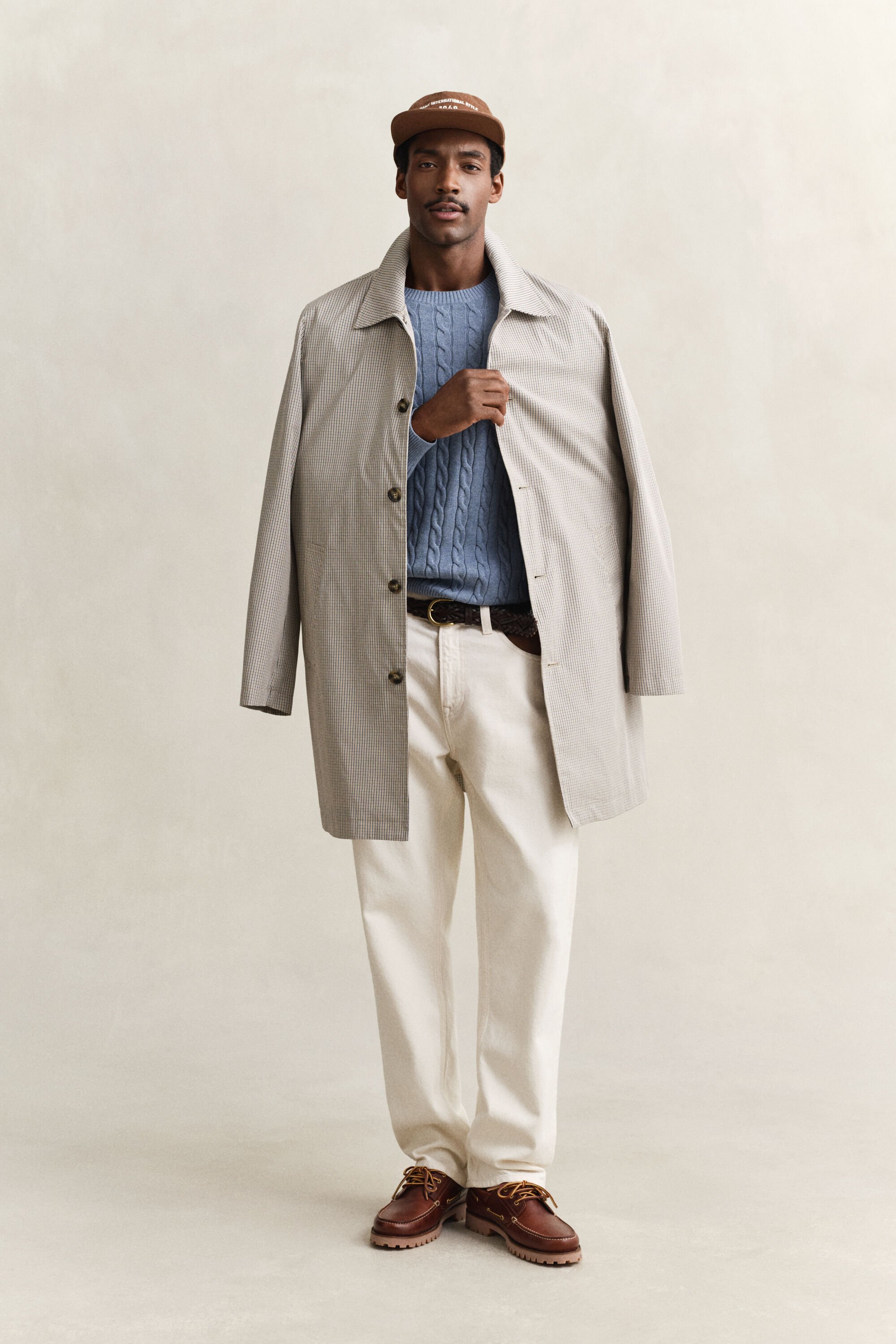 Katoenen gebreide kabeltrui met ronde hals