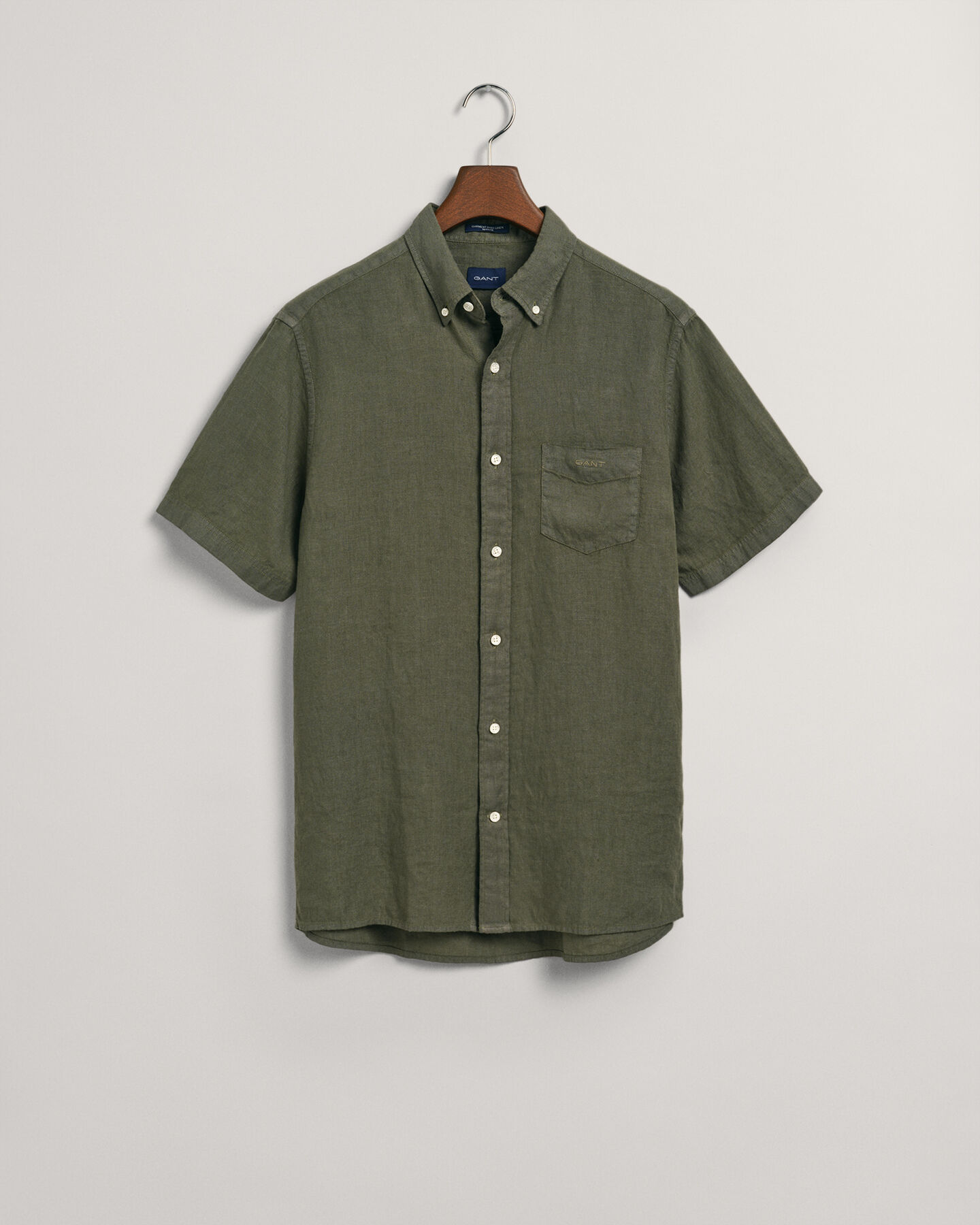 Regular Fit speciaal geverfd linnen hemd met korte mouwen