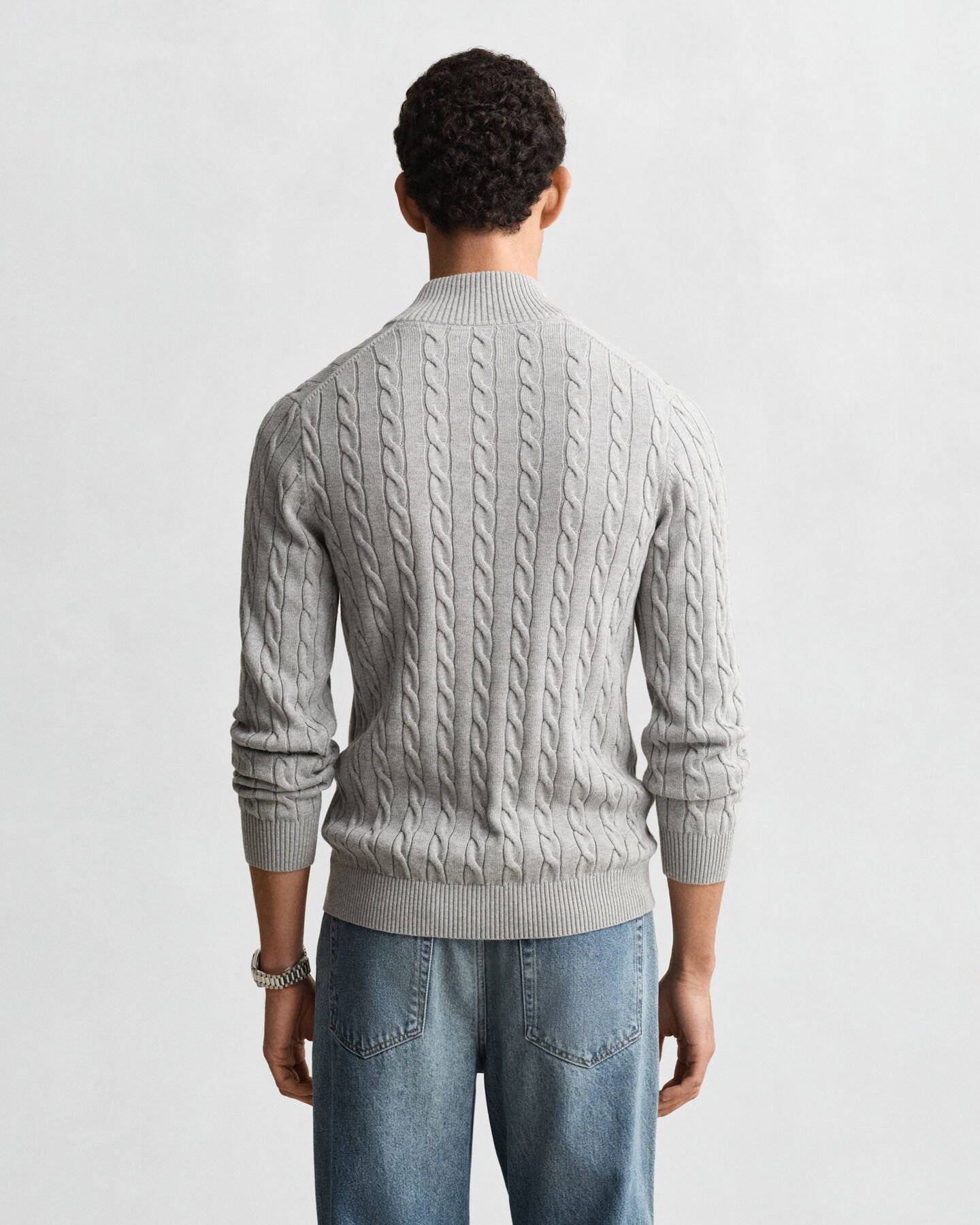 Pull à demi-zip en maille de coton torsadée