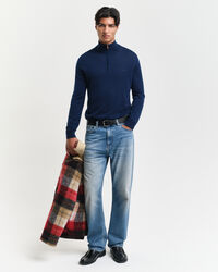 Trui met korte rits van extra fijne merinoswol