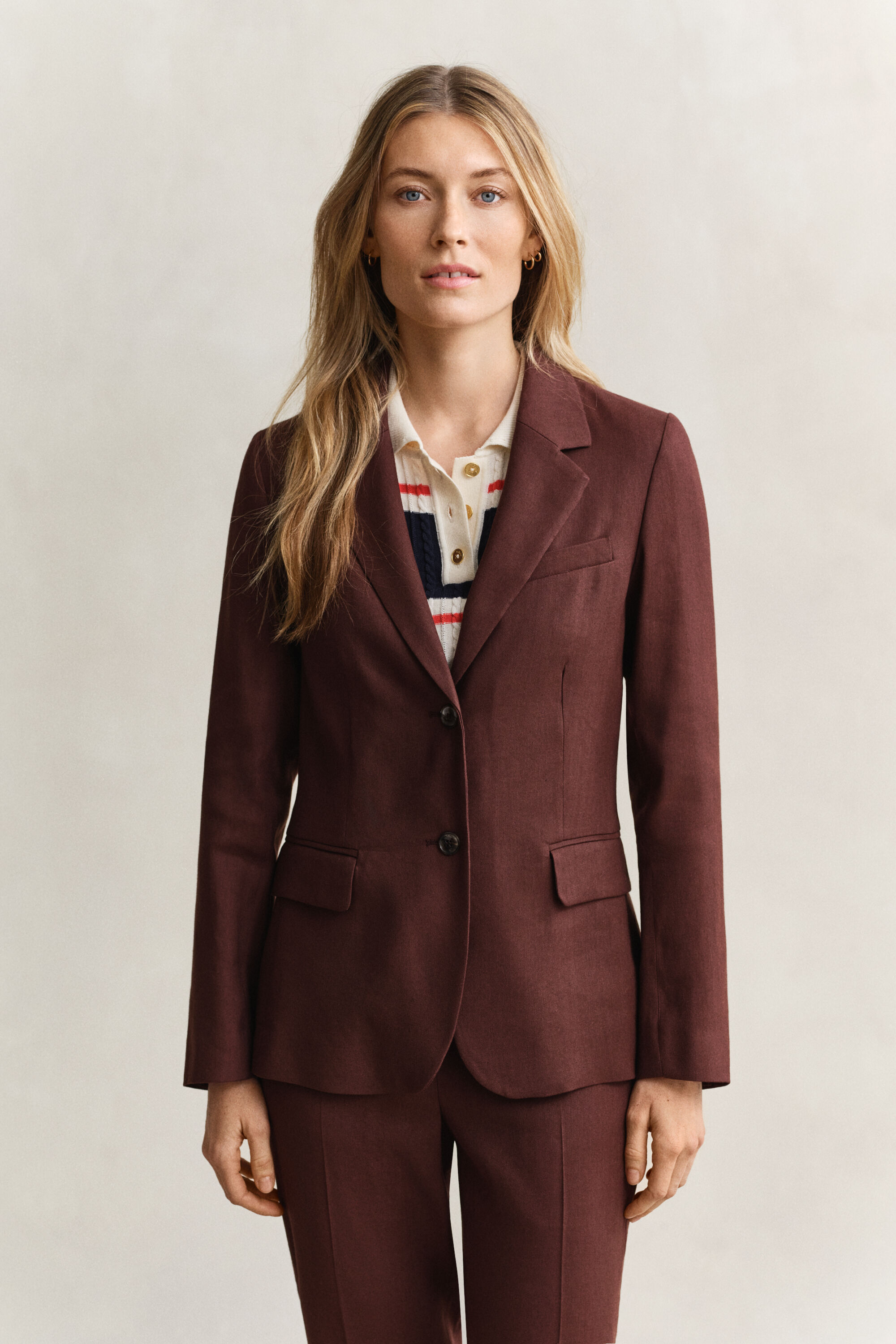 Blazer van stretchlinnen