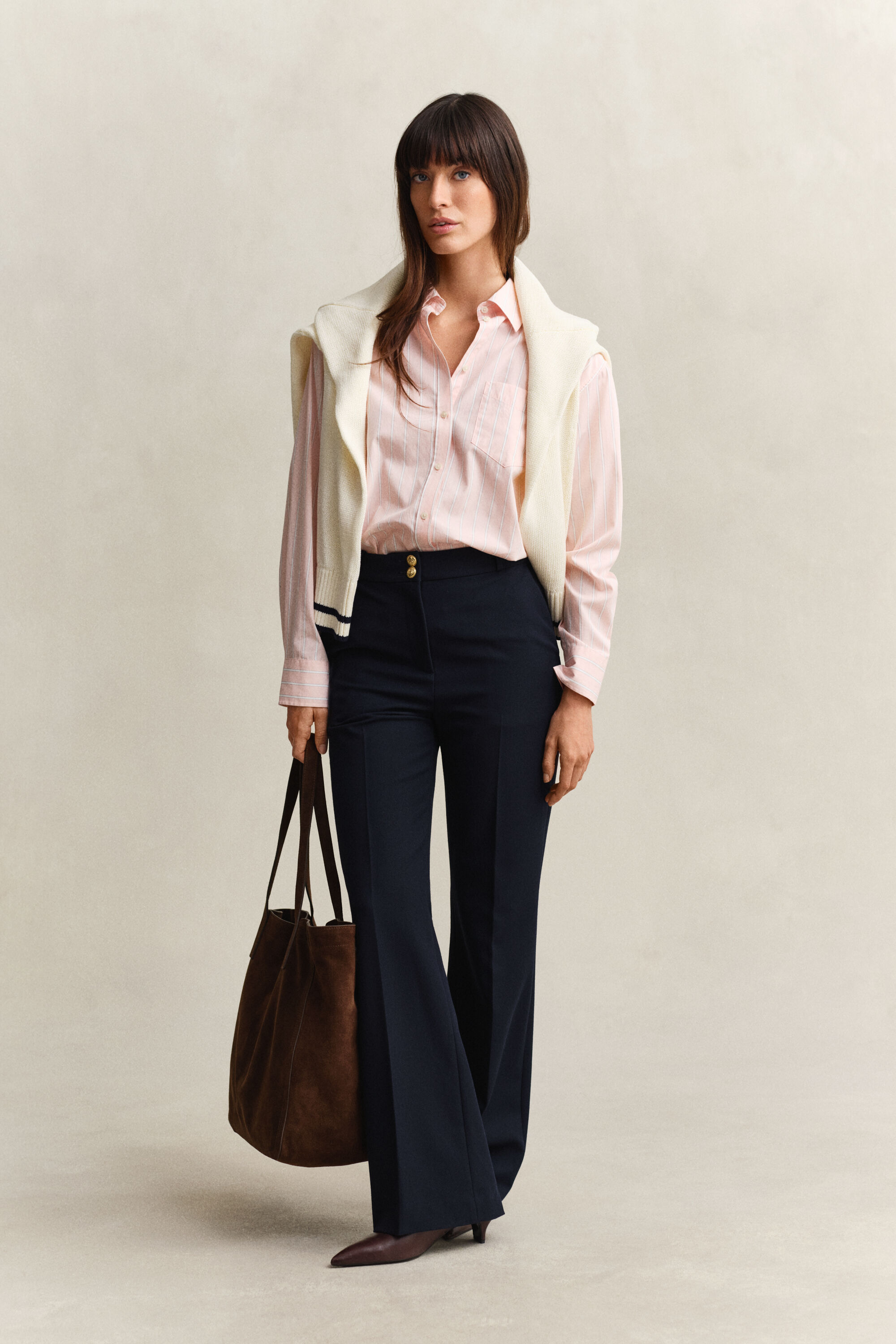 Chemise coupe décontractée classique en popeline à rayures