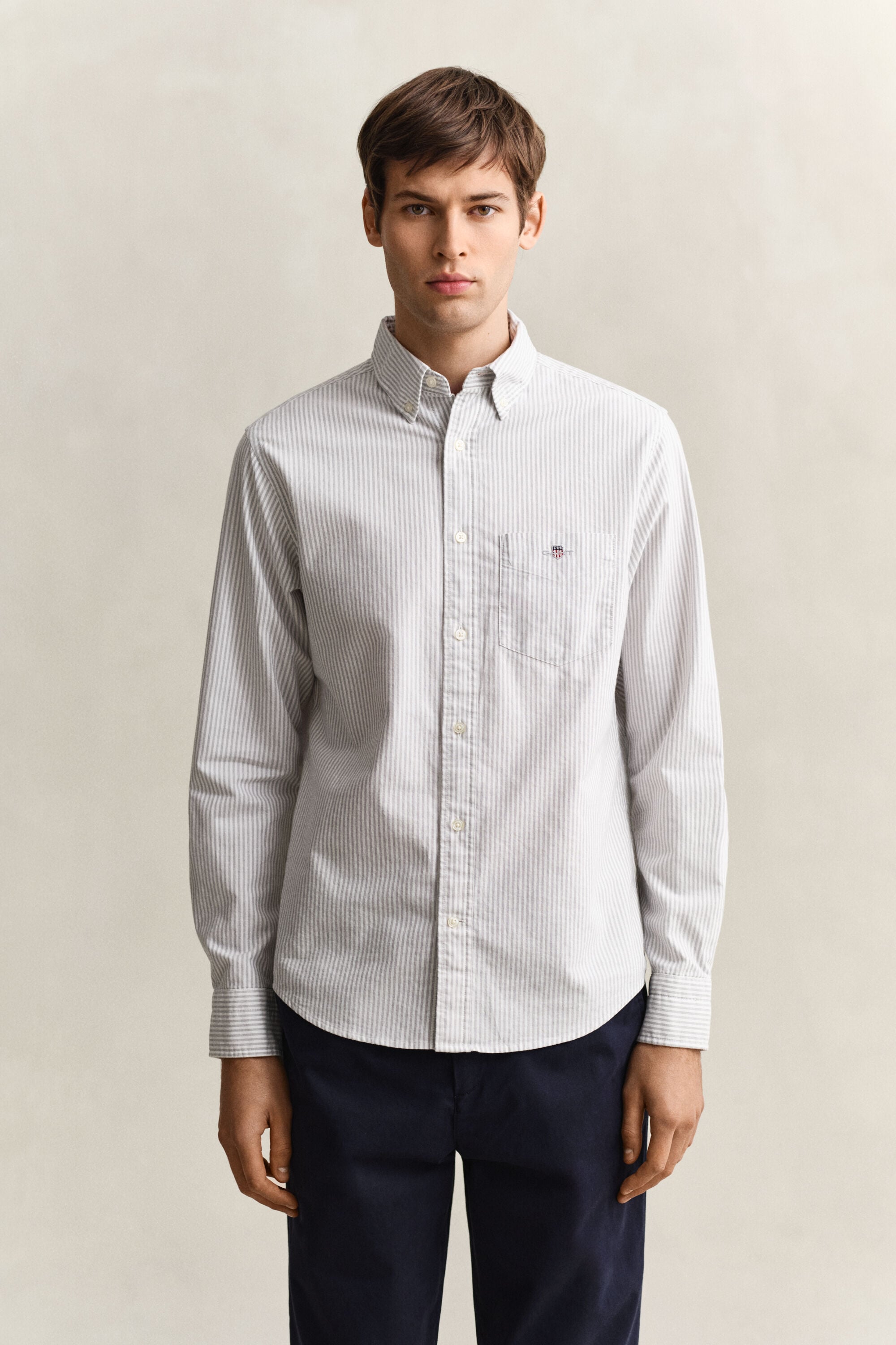Chemise en coton Oxford classique à rayures Banker