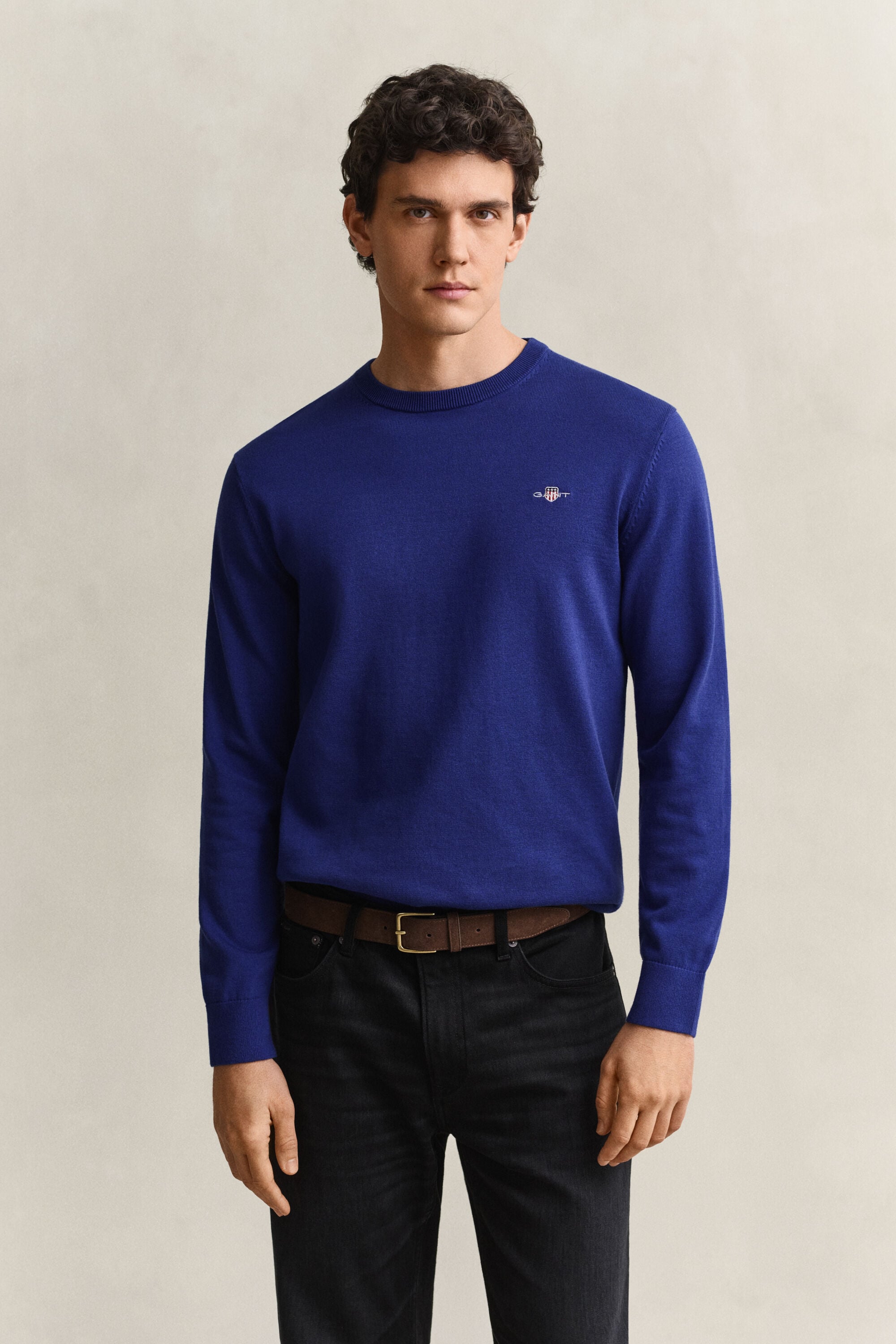 Pull col rond en coton classique