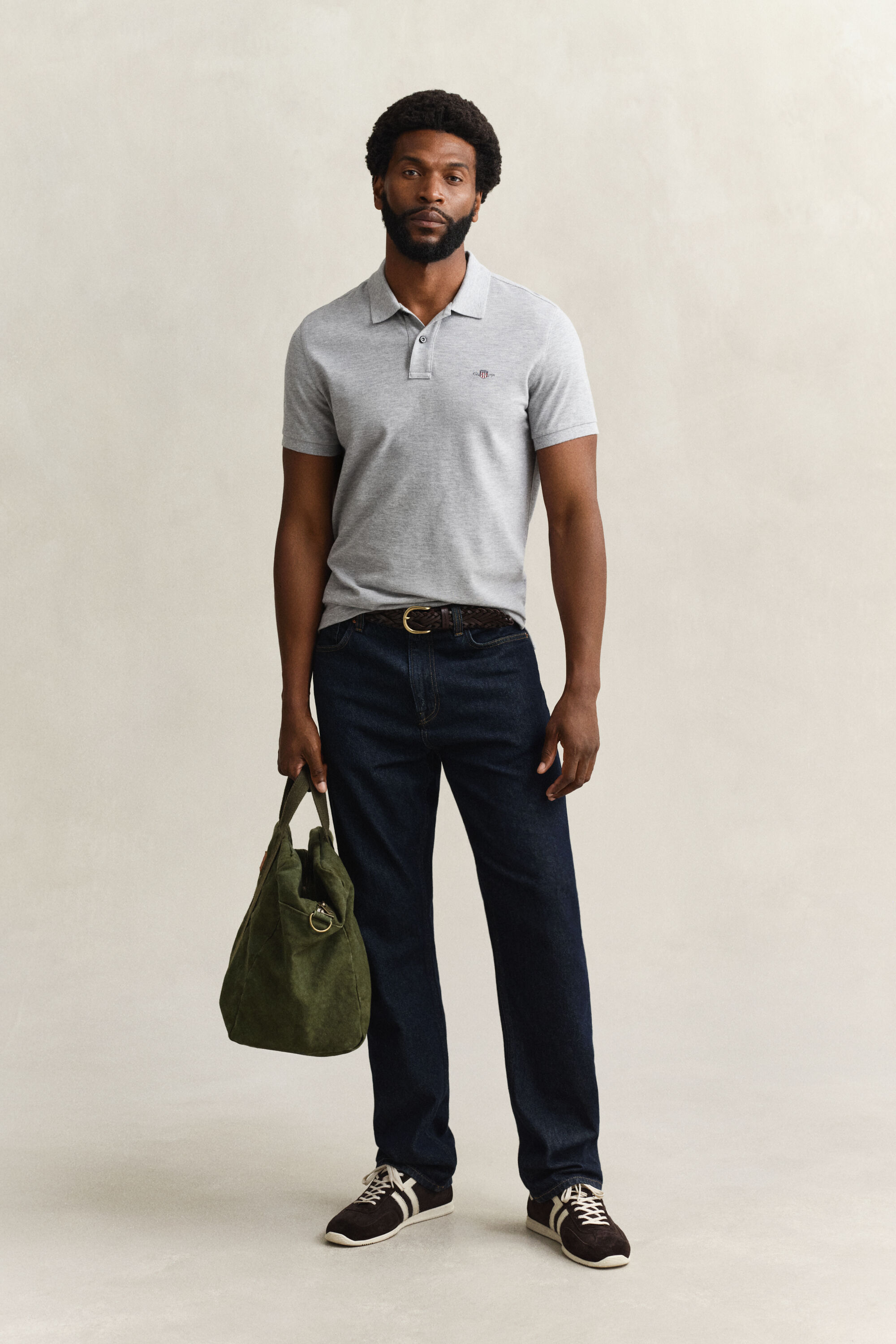 Slim Fit Shield piqué poloshirt