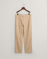 Pantalon chino en coton et lin regular fit