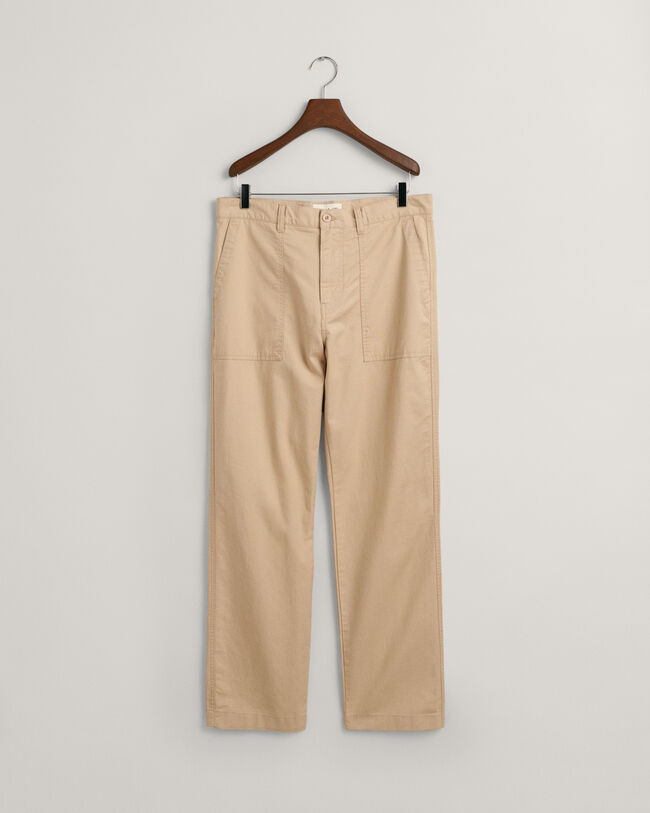 Pantalon chino en coton et lin regular fit