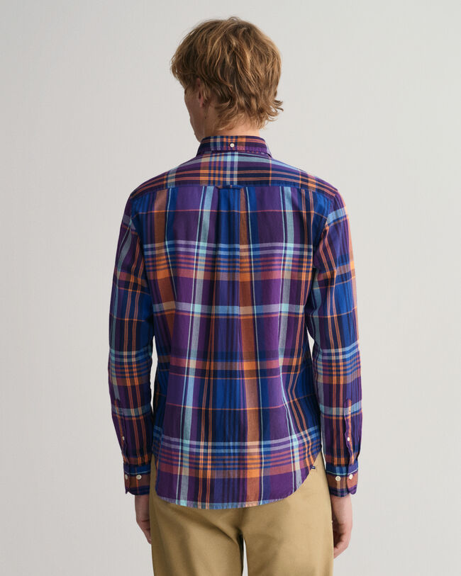 Chemise regular fit &agrave; carreaux madras color&eacute;s