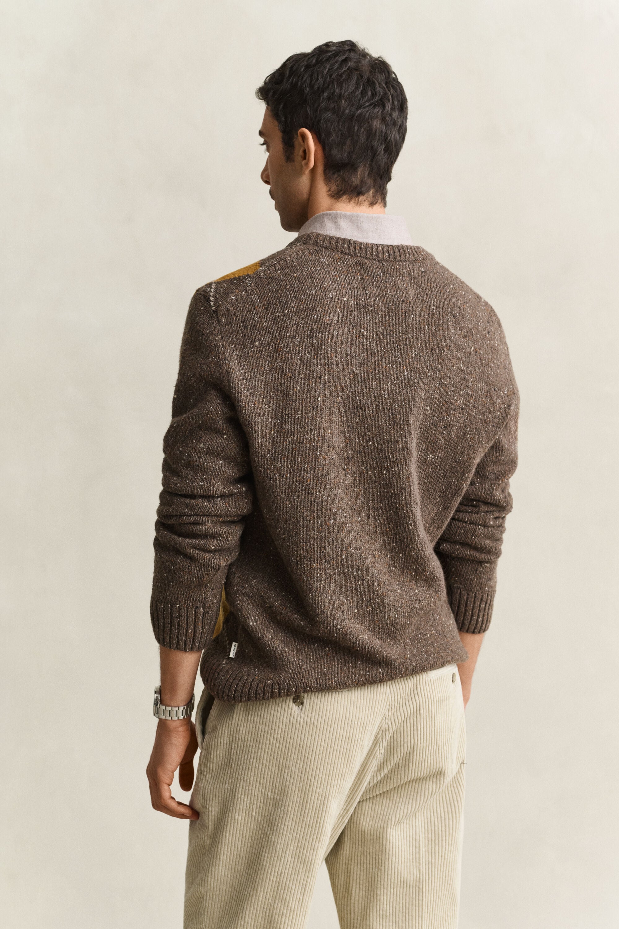 Pull col rond à motif argyle moucheté