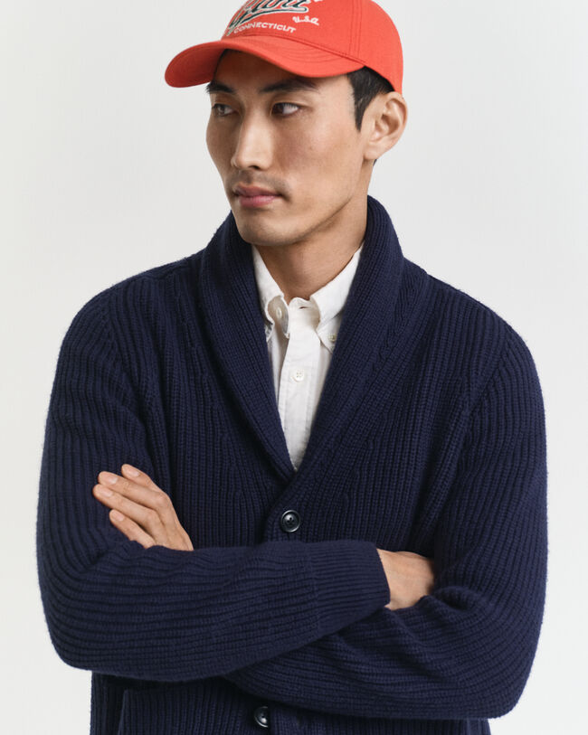 Cardigan en laine mélangée à col châle