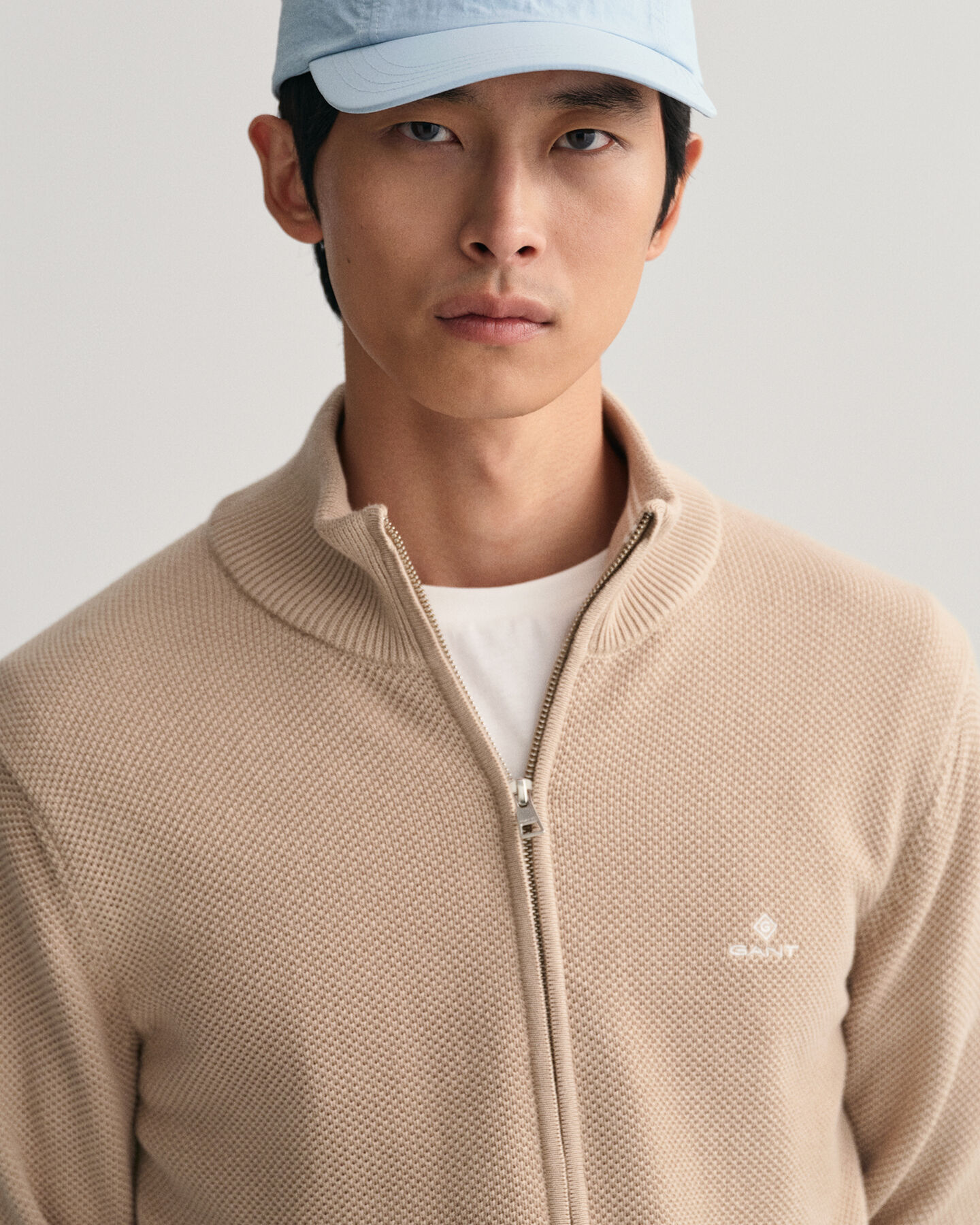 Cotton Piqu&eacute; Zip Cardigan