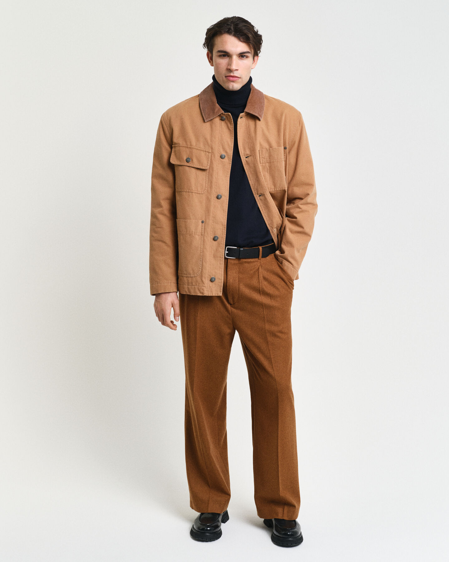 Pantalon de costume relaxed fit en flanelle de laine