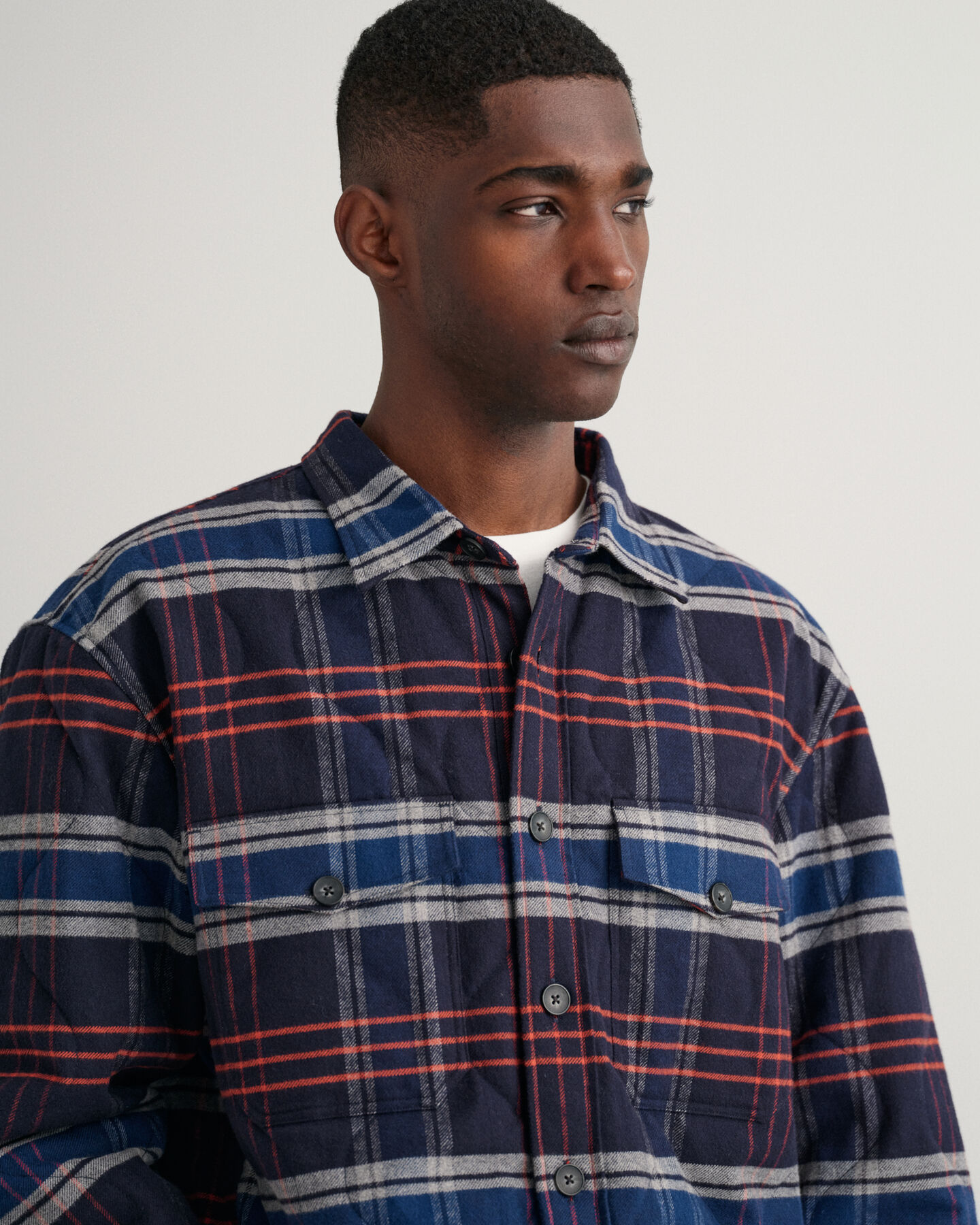 Doorgestikt flanellen overshirt