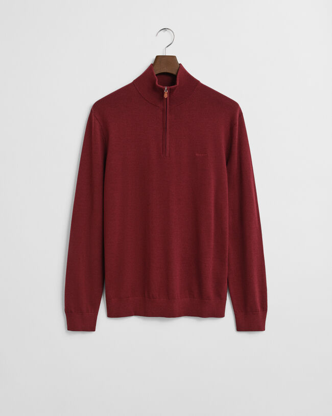 Trui met korte rits van extra fijne merinoswol