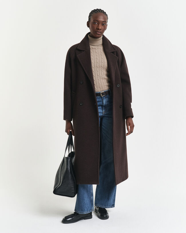 Pull col roulé en maille de coton stretch à torsades