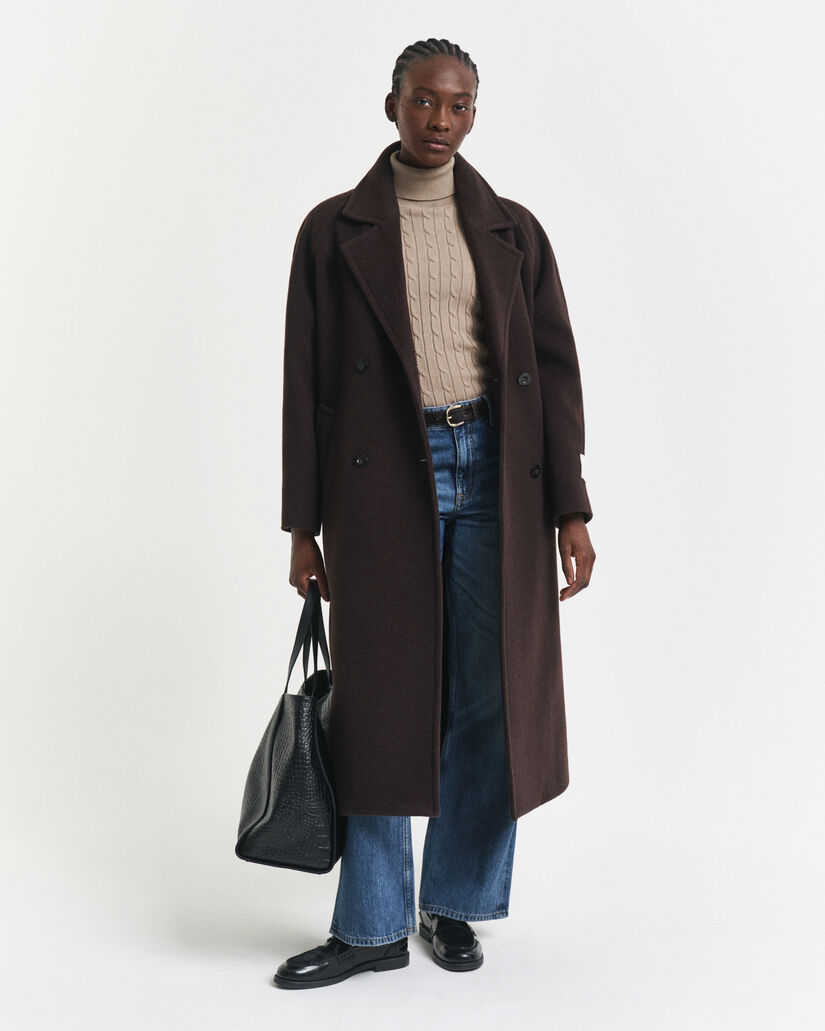 Pull col roulé en maille de coton stretch à torsades