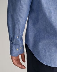 Regular Fit hemd van katoen en linnen