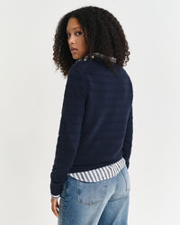 Katoenen Textured sweater met ronde hals
