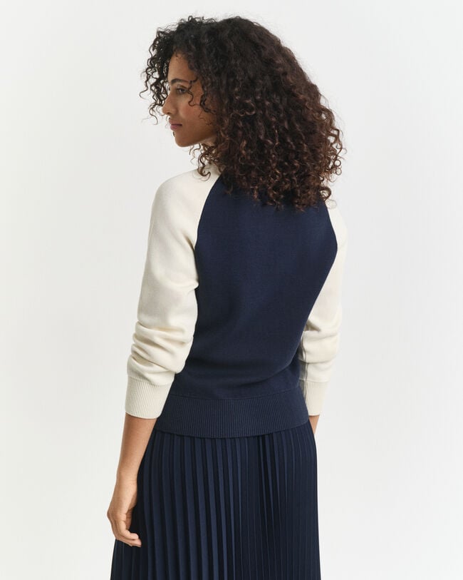 Pull col rond en colour-block