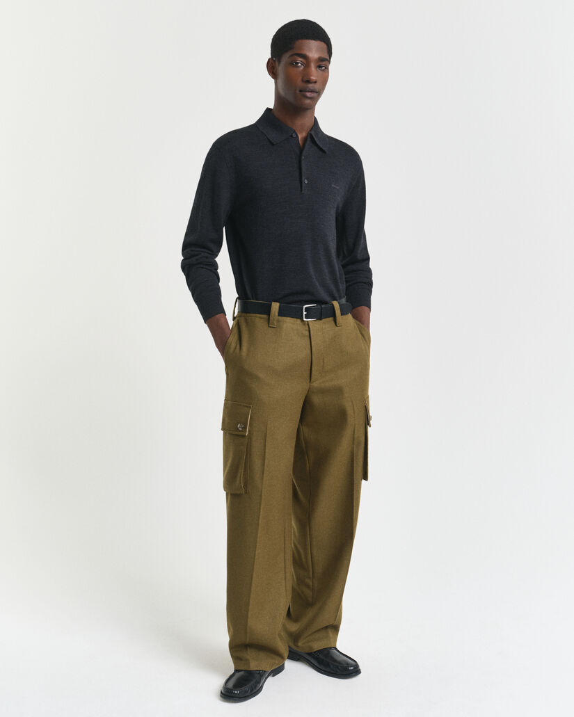 Pull fa&ccedil;on polo en laine m&eacute;rinos extrafine